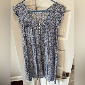 Floral Blue and White Maternity Dress